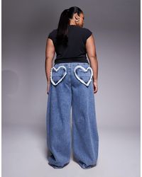 ASOS - Curve Barrel Leg Heart Pocket Jeans - Lyst