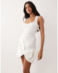 ASOS - Square Neck Mini Dress With Bow Skirt Detail - Lyst