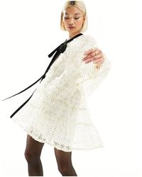 Sister Jane - Sheer Sleeve Ruffle Mini Dress - Lyst