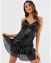 love triangle sequin embellished cami dress in rose gold