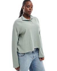 ASOS - Asos Design Curve Crop Boxy Long Sleeve Henley - Lyst