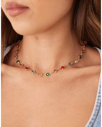ASOS - Korte Ketting Met Veelkleurige Siersteentjes - Lyst