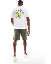 Jack & Jones - Oversized T-Shirt Met Parlermo-Print Op De Achterkant - Lyst