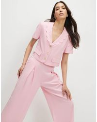 River Island - Linen Blend Cropped Scallop Trim Jacket - Lyst