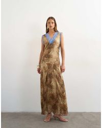 TOPSHOP - Premium Viscose Lace Insert Pintucked Maxi Tea Dress - Lyst