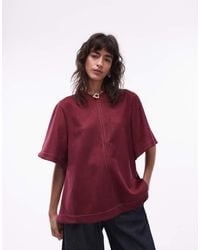 ASOS - Faux Suede Seam Detail Short Sleeve Tee Swing - Lyst