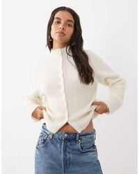ASOS - Premium Mohair Blend High Neck Cardigan - Lyst