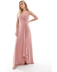 TFNC London - Bridesmaid Chiffon Wrap Front Maxi Dress With Wrap Skirt - Lyst