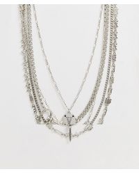 ASOS Layered Chain Pack With Charm Detail - Metallic