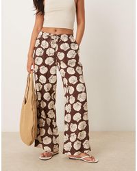 Abercrombie & Fitch - Linen Wide Leg Pull On Trousers - Lyst