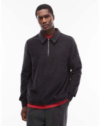 ASOS - Funnel Neck Quarter Zip Fleece Sweatshirt With Collar - Lyst