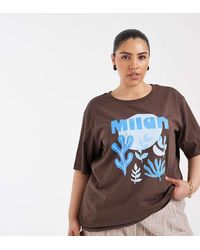 ONLY - T-Shirt Met Oversized Pasvorm En Grafische Milan-Print - Lyst