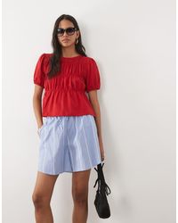 Miss Selfridge - Shirred Peplum Top - Lyst