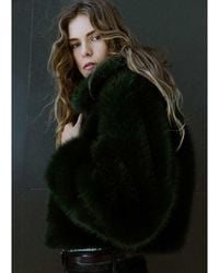 Mango - Faux Fur Short Jacket With Collar - Lyst
