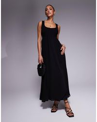 ASOS - Micro Rib Bust With Chiffon Skirt Maxi Dress - Lyst