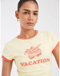 ASOS - Disney Ringer Baby Tee With Mickey Mouse Puff Print - Lyst