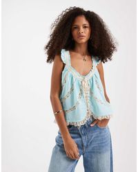 Free People - Ruffle Lace Blouse - Lyst