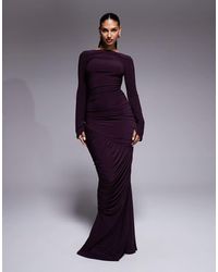 ASOS - Sculpting Gauged Panelled Maxi Dress With Long Sleeves - Lyst