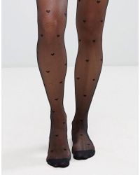 ASOS 20 Denier All Over Heart Tights - Black