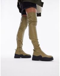 TOPSHOP - Wide Fit Martha Over The Knee Stretch Boot - Lyst