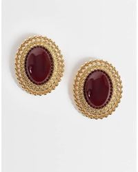 ASOS - Stud Earrings With Vintage Dark Stone Setting - Lyst