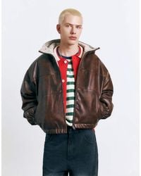 Pull&Bear - Distressed Leather Effect Jacket - Lyst