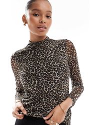 ONLY - Sheer High Neck Top - Lyst