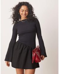 ASOS - Cozy Poplin Mix Drop Waist Mini Dress - Lyst