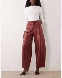 ASOS - Leather Look Croc Effect Barrel Pants - Lyst