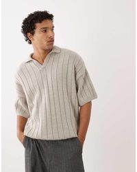 ASOS - Oversized Knitted Ribbed Short Sleeve Notch Neck Polo - Lyst