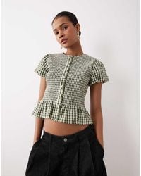 Nobody's Child - Lana Puff Sleeve Shirred Bodice Top - Lyst