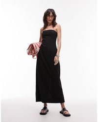 TOPSHOP - Linen Heavy Seamed Bandeau Midi Dress - Lyst