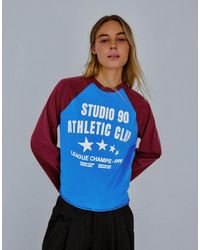 Bershka - Long-Sleeve Contrast Print Raglan T-Shirt - Lyst