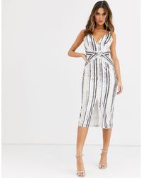 tfnc sequin shift dress in multi silver