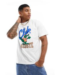 Lacoste - Camiseta hueso con estampado gráfico retro en la parte delantera - Lyst
