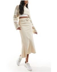 Reclaimed (vintage) - Linen Maxi Skirt With Y2k Belt - Lyst