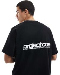 Jack & Jones - T-Shirt Oversize Nera Con Stampa Di Scritta Sul Retro - Lyst