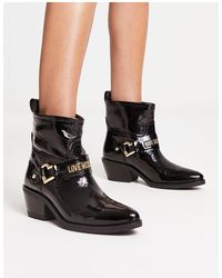 Love Moschino - Buckle And Logo Detail Boots - Lyst