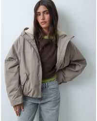 ASOS - Short Hooded Rain Coat With Borg Liner - Lyst