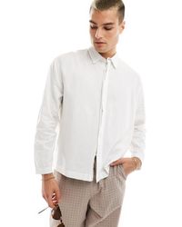Bershka - Linen Rustic Long Sleeve Shirt - Lyst