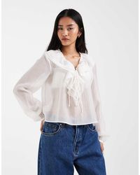 ONLY - Blouse Met Gestrikte Voorkant En Ruches - Lyst