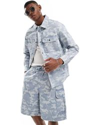 ARMANI EXCHANGE - Tonal Camo Pattern Denim Overshirt - Lyst