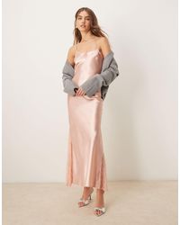 Miss Selfridge - Satin Lace Mix Maxi Slip Dress - Lyst