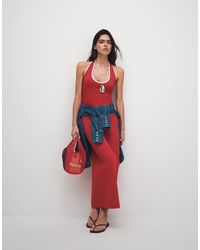 ASOS Contrast Embroidered Cami Midi Dress With Ladder Trim Details in  Natural | Lyst