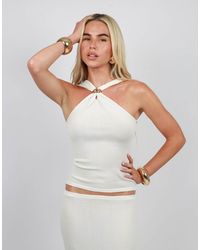 SIMMI - Halter Neck Knit Top With Trim - Lyst