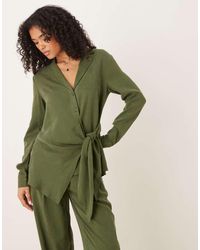 ASOS - Soft Shirt With Drape Front And Tie - Lyst