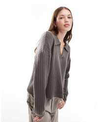 Brave Soul - Pull style polo à col v - anthracite - Lyst
