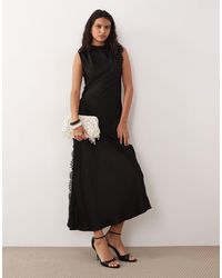 Mango - High Neck Lace Detailing Sleeveless Maxi Dress - Lyst