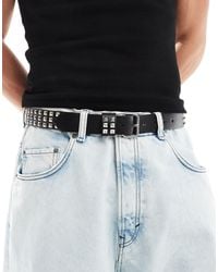 ASOS - Faux Leather Belt With Roller Buckle And Triple Studs - Lyst