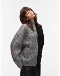 TOPSHOP - Half And Half Cable Oversized Jumper - Lyst